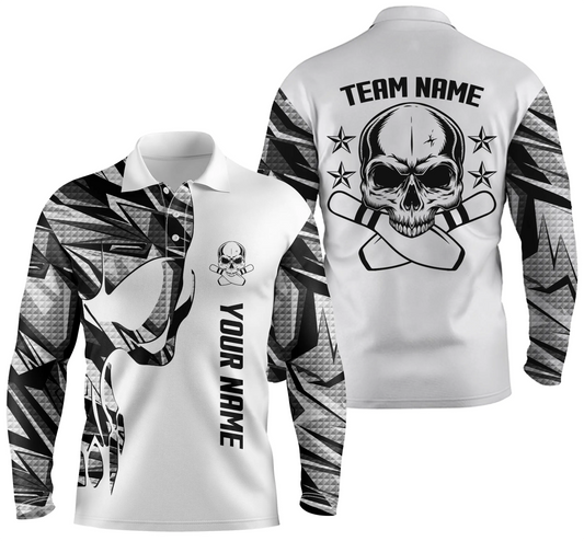 white personalized bowling shirt for men – custom name design side view