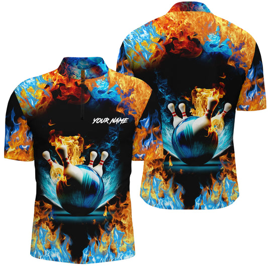 Custom bowling shirt for men – personalized team jersey front view