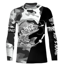 Load image into Gallery viewer, Perch Ice fishing winter camo custom name sun protection long sleeve fishing shirts, Perch jerseys NQS4093