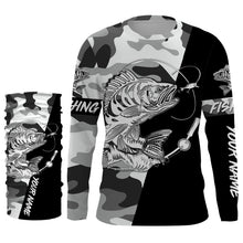 Load image into Gallery viewer, Perch Ice fishing winter camo custom name sun protection long sleeve fishing shirts, Perch jerseys NQS4093