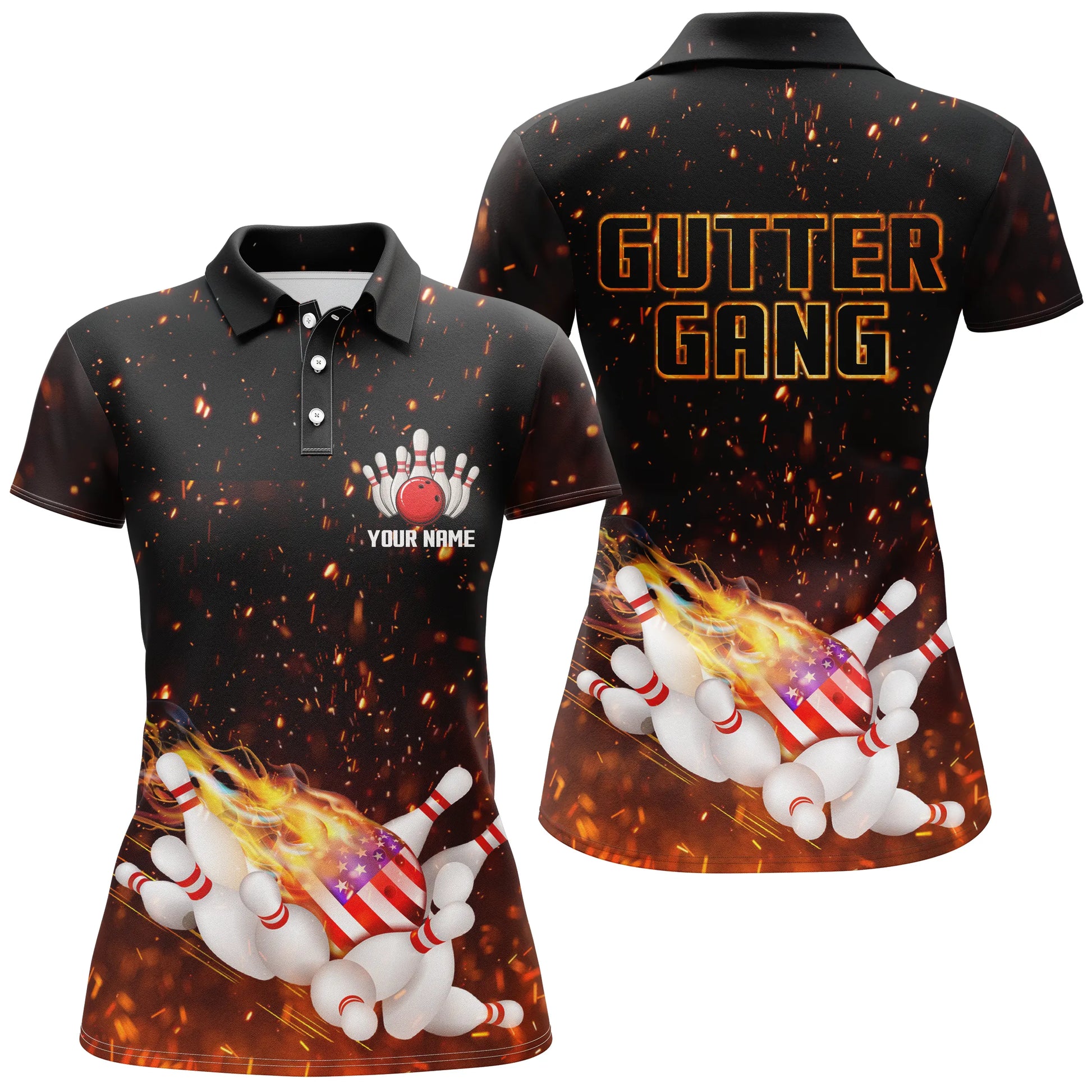 Custom bowling shirt for women – personalized team jersey front view