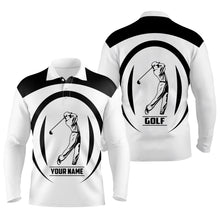 Load image into Gallery viewer, Men golf polo shirts black and white golfer custom name best mens golf wear, gifts for the golfer NQS4721