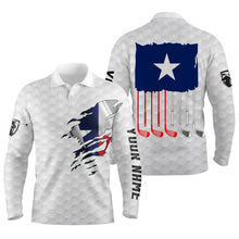 Load image into Gallery viewer, Texas golf wear for mens custom name patriotic Texas flag golf polo unique gifts for golf lovers NQS3468