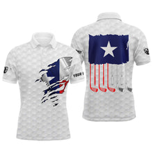 Load image into Gallery viewer, Texas golf wear for mens custom name patriotic Texas flag golf polo unique gifts for golf lovers NQS3468