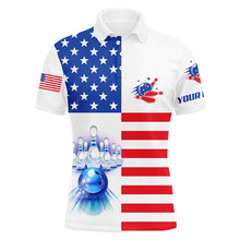 Load image into Gallery viewer, Mens polo bowling shirts Custom American flag patriotic Bowling Team Jersey, customize bowling shirts NQS6384