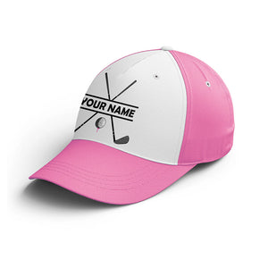 Women Golfer hat custom name pink and white golf hats Unisex Baseball women golf hats, golfing gift NQS6606