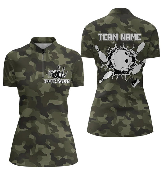 Custom bowling shirt for women – personalized team jersey front view