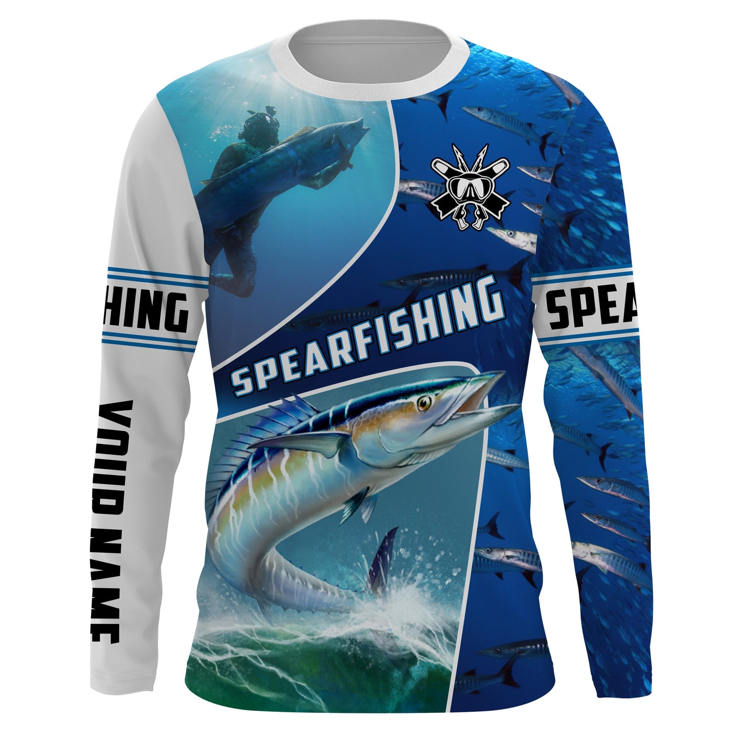Wahoo blue water spearfishing Custom Name UV protection UPF 30+ fishing jersey, custom fishing apparel NQS3069