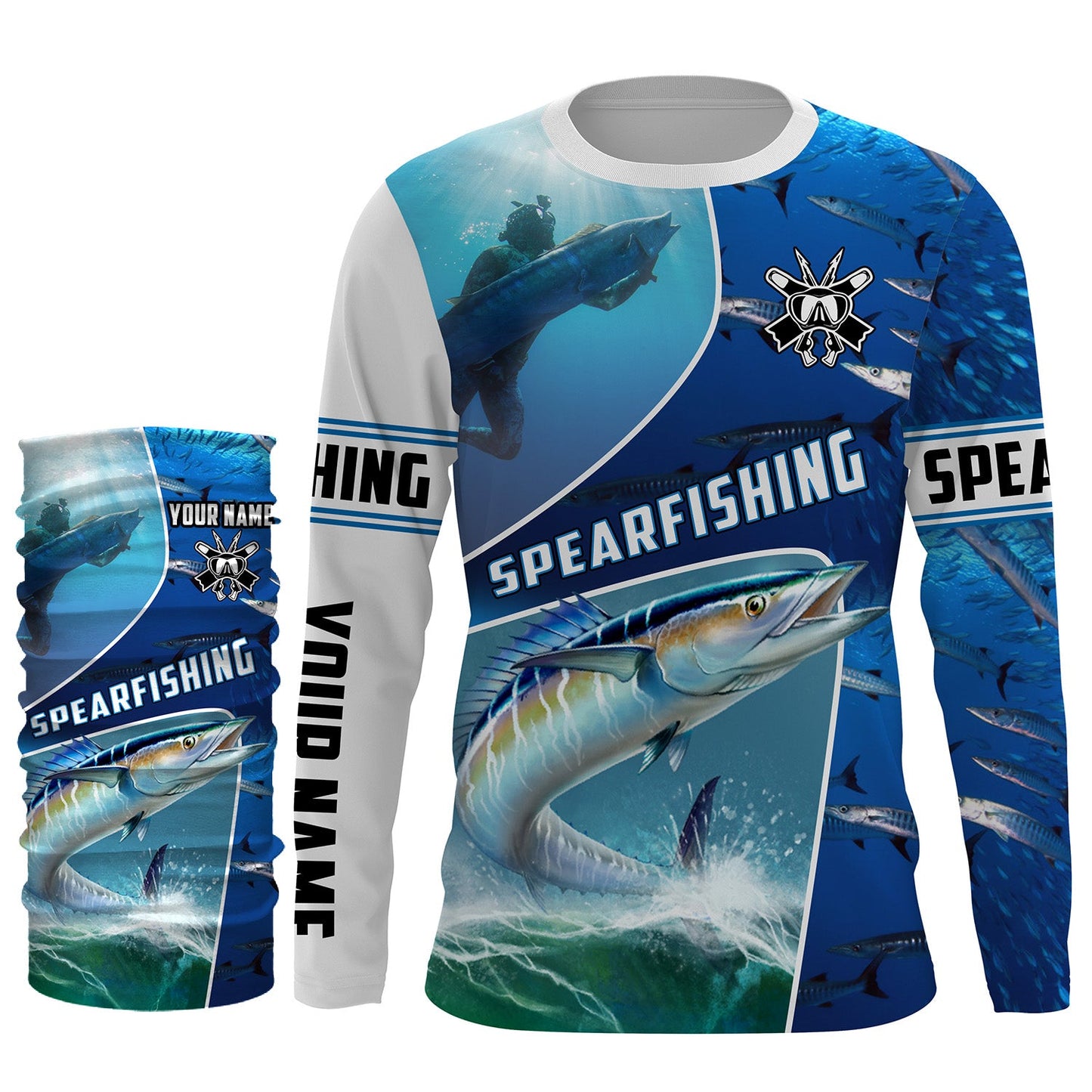 Wahoo blue water spearfishing Custom Name UV protection UPF 30+ fishing jersey, custom fishing apparel NQS3069