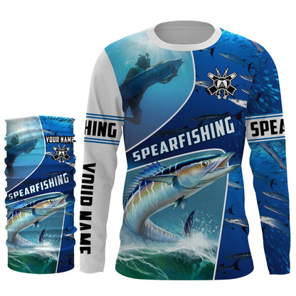 Wahoo blue water spearfishing Custom Name UV protection UPF 30+ fishing jersey, custom fishing apparel NQS3069