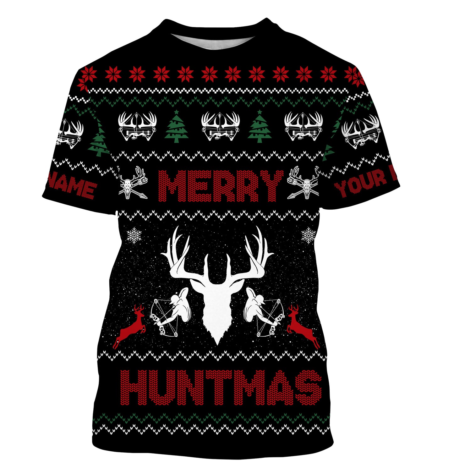 Deer hunter Merry huntmas custom funny ugly Christmas sweatshirt all over printed shirts, hunter gift NQS4174