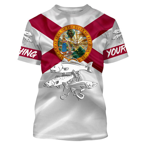 Inshore Slam Snook, Redfish,Trout fishing Florida Flag Custom fishing apparel NQS1470