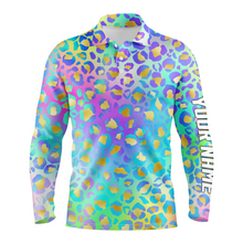 Load image into Gallery viewer, Mens golf polo shirts neon leopard animal print mens golf apparel custom golf tops mens NQS4991