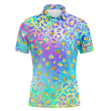 Load image into Gallery viewer, Mens golf polo shirts neon leopard animal print mens golf apparel custom golf tops mens NQS4991