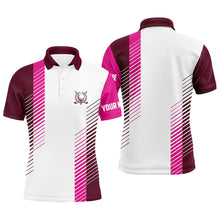 Load image into Gallery viewer, Pink and white Mens golf polo shirts custom golf ball shirt for men, best men golf wear NQS7188