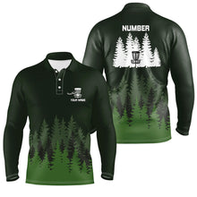 Load image into Gallery viewer, Green tree forest pattern Mens disc golf polo shirts custom team disc golf clothing NQS6926