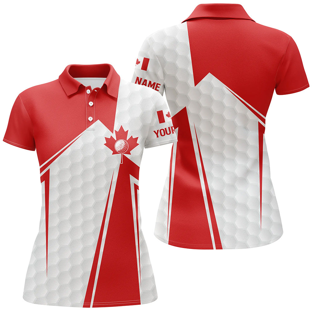 Canadian flag white golf ball skin Womens golf polo shirts custom name patriotic womens golf clothes NQS6742