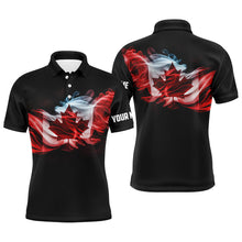 Load image into Gallery viewer, Mens golf polo shirts custom smoke Canadian flag patriotic black golf tops for mens, golfing gifts NQS6485