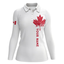 Load image into Gallery viewer, Womens golf polo shirts custom Canadian flag team white golf shirts, custom polo jerseys for ladies NQS7115