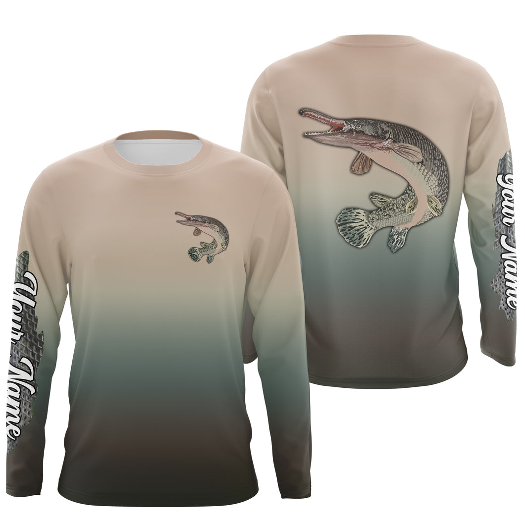 Alligator Gar fishing Custom sun protection long sleeve fishing jersey, Alligator Gar fishing shirts NQS4051