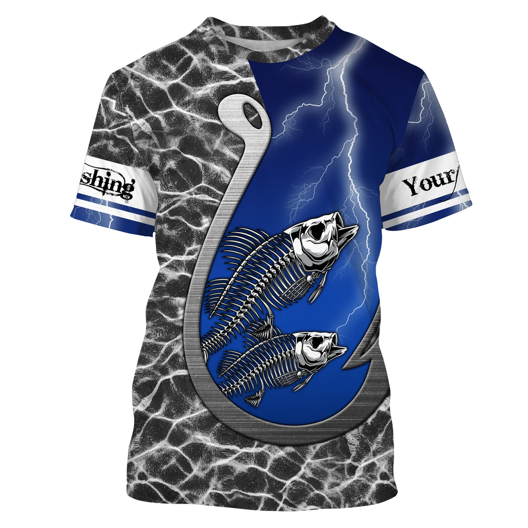 Bass fishing fish reaper fish hook fish skull Custom Name 3D All over Printed UV Protection Shirts NQS4065