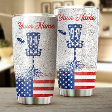 Load image into Gallery viewer, 1PC American flag disc golf tumbler cup custom name patriot golf gift  Stainless Steel Tumbler Cup NQS4642