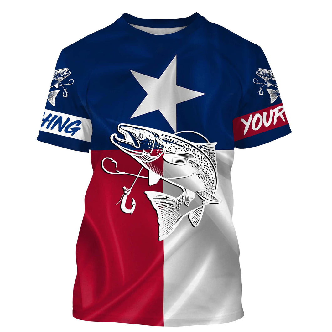 Chinook Salmon (King Salmon) Fishing Texas Flag Customize name All over print shirt NQS453