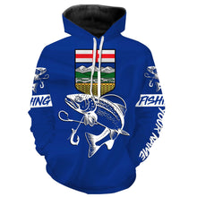 Load image into Gallery viewer, Rainbow Trout Fishing Alberta Flag Customize name 3D All over print shirts NQS509