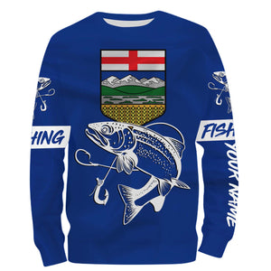 Rainbow Trout Fishing Alberta Flag Customize name 3D All over print shirts NQS509