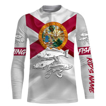 Load image into Gallery viewer, Inshore Slam Snook, Redfish, Trout fishing Florida State Flag personalized fishing apparel NQS402