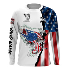 Load image into Gallery viewer, Walleye fishing legend American flag patriot UV protection Customize name long sleeves fishing shirts NQS4493