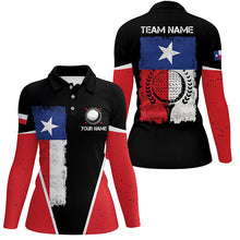 Load image into Gallery viewer, Black Womens golf polo shirts vintage Texas flag patriot custom ladies golf shirt, gift for the golfer NQS6535