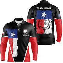 Load image into Gallery viewer, Black Mens golf polo shirts vintage Texas flag patriot custom golf shirts for men, gift for the golfer NQS6535