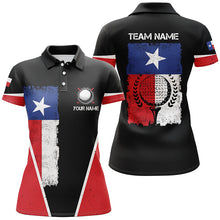Load image into Gallery viewer, Black Womens golf polo shirts vintage Texas flag patriot custom ladies golf shirt, gift for the golfer NQS6535