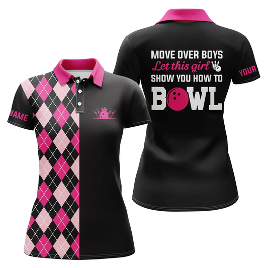 Custom bowling shirt for women – personalized team jersey front view