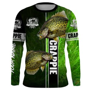 Crappie fishing green shirt Custom name UV Long Sleeve Fishing Shirts, fishing gifts for men, women, kid NQS1612