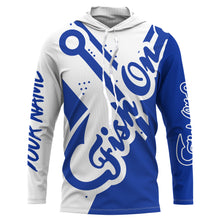 Load image into Gallery viewer, Fish On blue shirt Customize Name Long Sleeve Fishing Shirts fishing gift NQS2470
