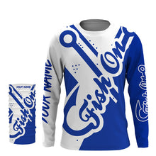 Load image into Gallery viewer, Fish On blue shirt Customize Name Long Sleeve Fishing Shirts fishing gift NQS2470