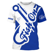 Load image into Gallery viewer, Fish On blue shirt Customize Name Long Sleeve Fishing Shirts fishing gift NQS2470