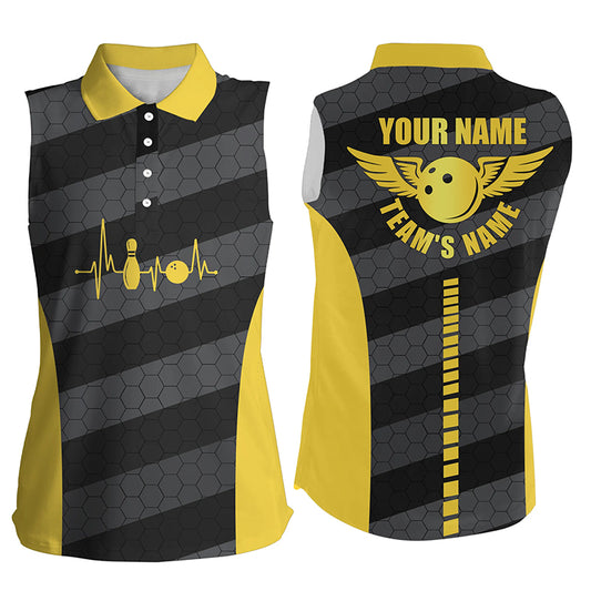 Custom sleeveless bowling shirt for women – personalized team jersey front view