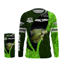 Load image into Gallery viewer, Crappie fishing green shirt Custom name UV Long Sleeve Fishing Shirts, fishing gifts for men, women NQS3721