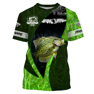 Crappie fishing green shirt Custom name UV Long Sleeve Fishing Shirts, fishing gifts for men, women NQS3721