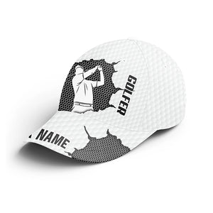 Black white Golfer hat custom name sun hats for men,  golf caps and hats unique golf gifts NQS4664