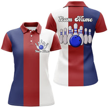 Load image into Gallery viewer, Personalized Red white and blue Retro Bowling Polo shirt For women custom vintage bowling team jerseys NQS6569