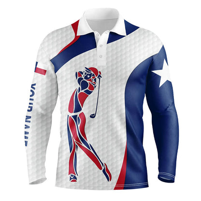Personalized Texas flag patriot golf white mens golf polo shirts custom name golf gifts for men NQS6354