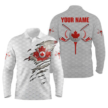 Load image into Gallery viewer, Canadian flag white golf ball skin Mens golf polos shirts custom patriot golf gift, golf shirt for men NQS5225