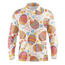 Load image into Gallery viewer, Funny Easter eggs pattern golf shirt custom name Mens golf polo shirt, Easter golfing gifts for men NQS4916