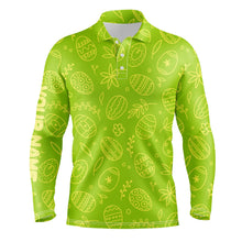 Load image into Gallery viewer, Lime green Easter eggs pattern golf shirt custom name Mens golf polo shirt, personalized golf gifts NQS4918