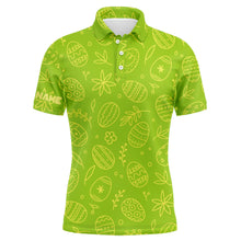 Load image into Gallery viewer, Lime green Easter eggs pattern golf shirt custom name Mens golf polo shirt, personalized golf gifts NQS4918