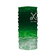 Load image into Gallery viewer, Fish on green sea water camo Custom Name performance long sleeve fishing shirts uv protection NQS7039